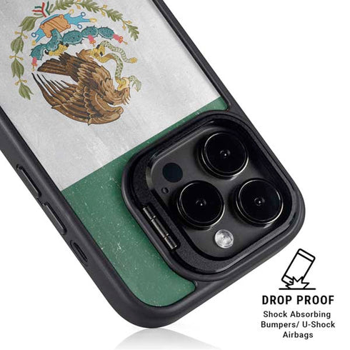 Mexico Flag Distressed iPhone 15 Pro Kickstand Case